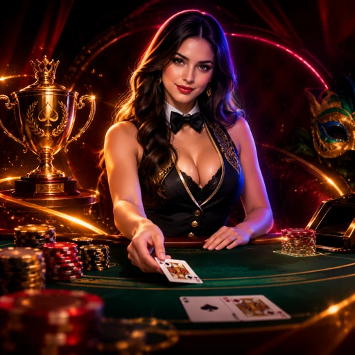 Mesa de blackjack ao vivo com dealer real distribuindo cartas